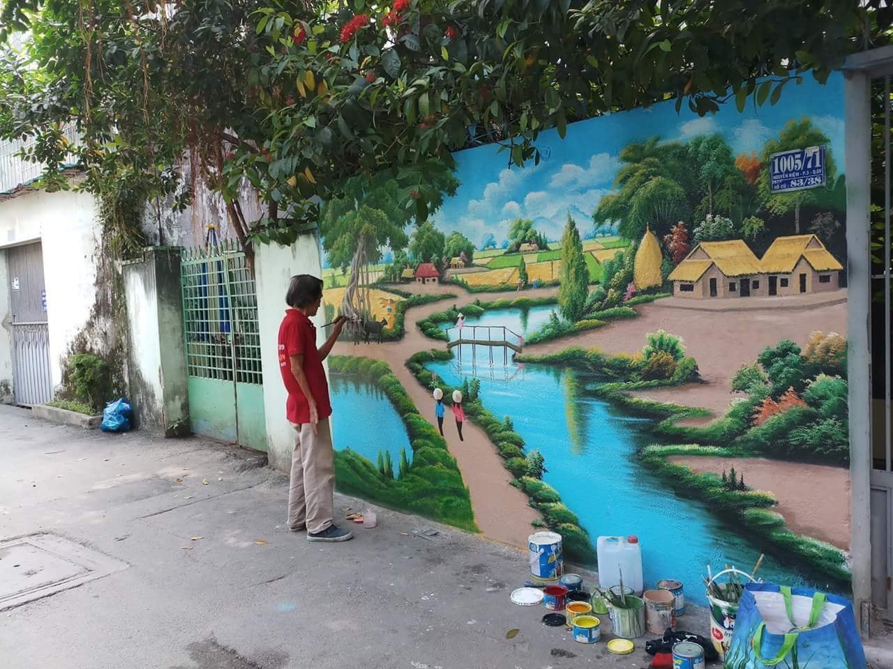 Xuất hiện tác phẩm “graffiti phiên bản đồng quê” tuyệt đẹp giữa Sài Gòn - Ảnh 1. Xuất hiện tác phẩm “graffiti phiên bản đồng quê” tuyệt đẹp giữa Sài Gòn - Ảnh 1.